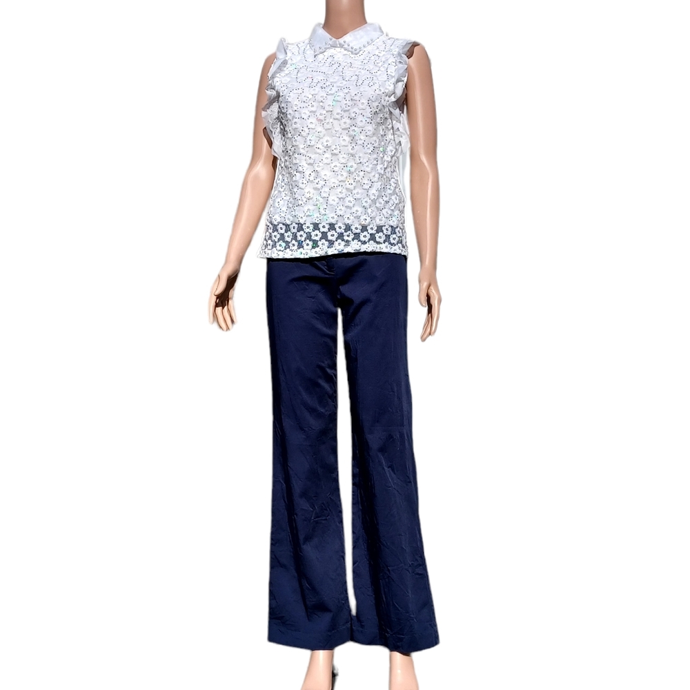 Spiegel Women Boot Cut & Flare Stretchy Slacks Pants Navy Blue Size 6